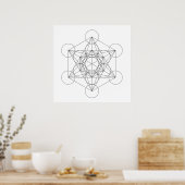 Zwart-wit Metatron's Cube Poster (Keuken)