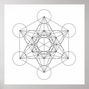 Zwart-wit Metatron's Cube Poster