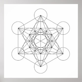 Zwart-wit Metatron's Cube Poster