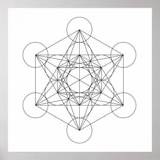 Zwart-wit Metatron's Cube Poster (Voorkant)