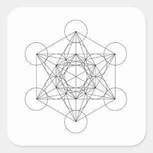 Zwart-wit Metatron's Cube Vierkante Sticker