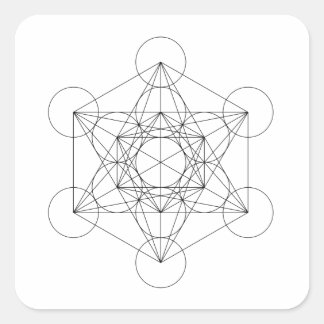 Zwart-wit Metatron's Cube Vierkante Sticker