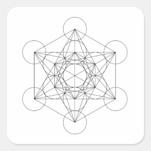 Zwart-Wit Metatron's Kubus Vierkante Sticker