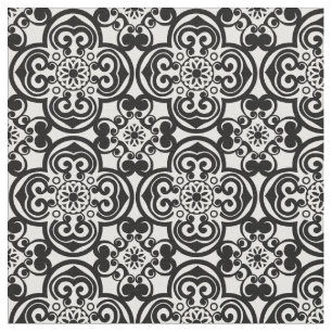 Zwart-wit Mexicaanse Tegel Pattern Fabric Stof