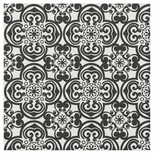 Zwart-wit Mexicaanse Tegel Pattern Fabric Stof (Close Up)