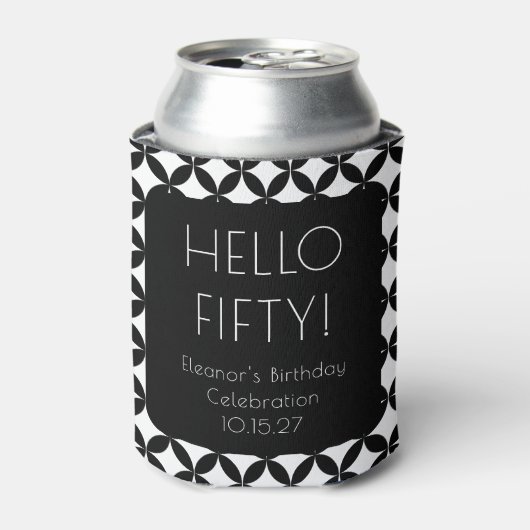 Zwart Wit Mid Century Mod 50e verjaardag Custom Blikjeskoeler (Blikje Voorkant)