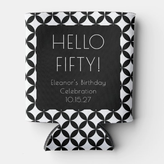 Zwart Wit Mid Century Mod 50e verjaardag Custom Blikjeskoeler (Voorkant)