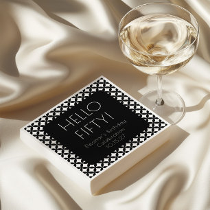 Zwart Wit Mid Century Mod 50e verjaardag Custom Servet