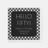 Zwart Wit Mid Century Mod 50e verjaardag Custom Servet (Voorkant)