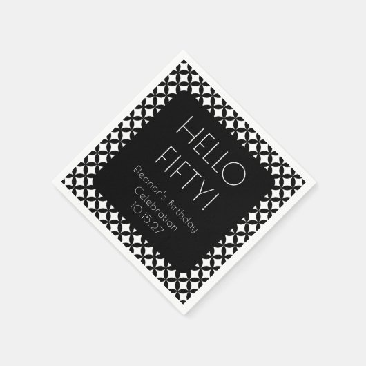 Zwart Wit Mid Century Mod 50e verjaardag Custom Servet (Hoek)