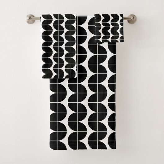 Zwart-wit Mid Century Modern Abstract Bad Handdoek (Insitu)