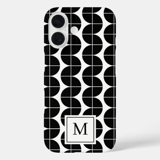 Zwart-wit Mid Century Modern Abstract Monogram Case-Mate iPhone Case (Achterkant)