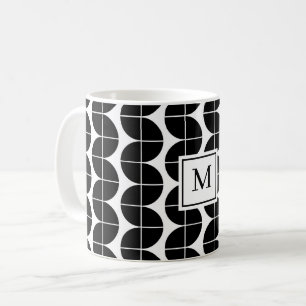 Zwart-wit Mid Century Modern Abstract Monogram Koffiemok