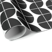 Zwart-wit Mid Century Modern Abstract patroon Cadeaupapier (Rol Hoek)