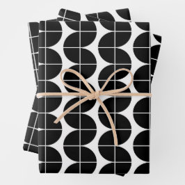 Zwart-wit Mid Century Modern Abstract patroon Inpakpapier Vel