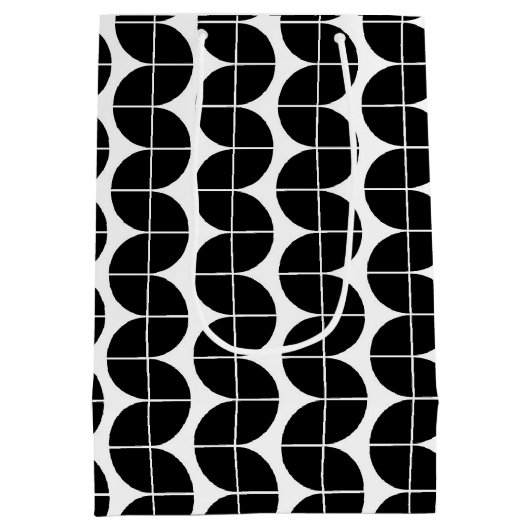 Zwart-wit Mid Century Modern Abstract patroon Medium Cadeauzakje (Achterkant)