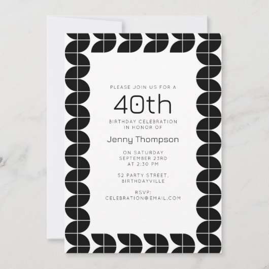 Zwart-wit Mid Century Modern Abstract Verjaardag Kaart (Voorkant)