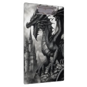 Zwart-wit middeleeuws gotisch draak klembord (Rechts)