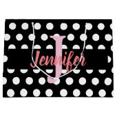 Zwart-wit middelgrote podium podium dot Aangepaste Groot Cadeauzakje (Voorkant)
