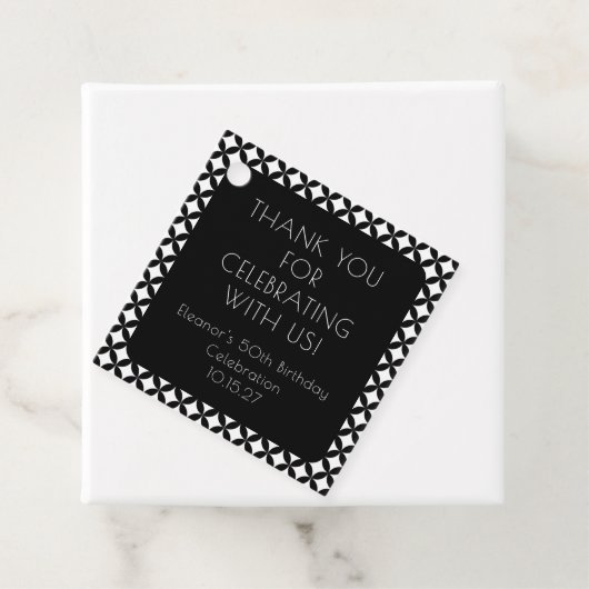 Zwart Wit Midden Eeuw 50e Verjaardag Dank u Bedankjes Labels (In situ)
