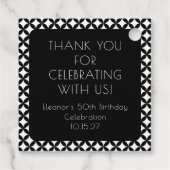 Zwart Wit Midden Eeuw 50e Verjaardag Dank u Bedankjes Labels (Achterkant)