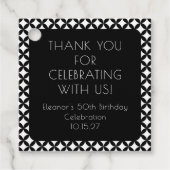 Zwart Wit Midden Eeuw 50e Verjaardag Dank u Bedankjes Labels (Voorkant)