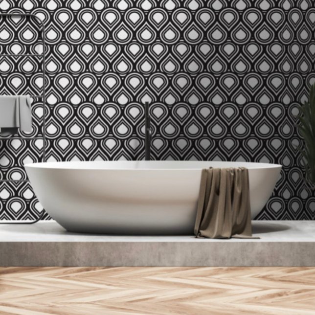 Zwart & Wit Midden-Eeuw Modern MCM Behang (Creator heeft geüpload)