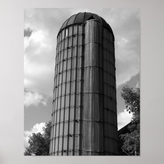 Zwart-wit, Midwestern Silo Poster (Voorkant)