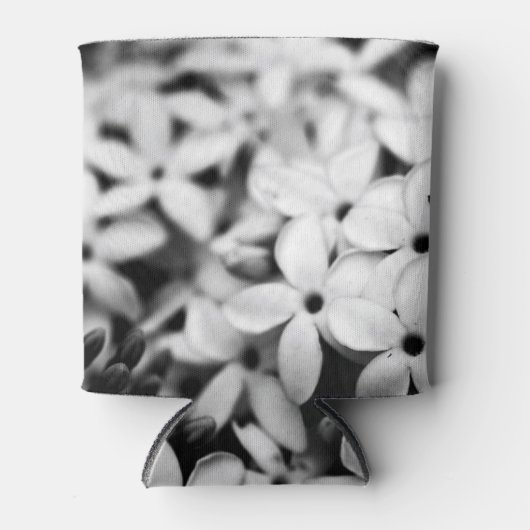 Zwart-wit mini bloemen blikjeskoeler (Voorkant)