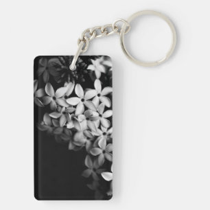 Zwart-wit mini bloemen sleutelhanger