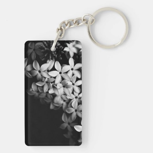 Zwart-wit mini bloemen sleutelhanger (achterkant)