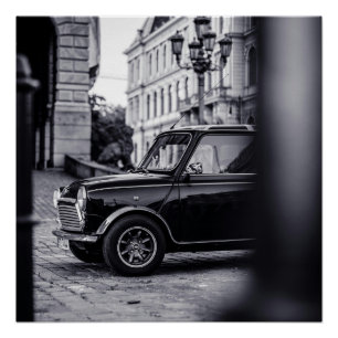 Zwart-wit Mini Cooper Classic autoposter Perfect Poster