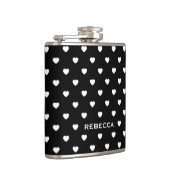 Zwart-wit mini hartenpatroon gepersonaliseerd heupfles (Rechts)