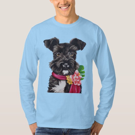 Zwart-wit Mini Schnauzer T-shirt (Voorkant)