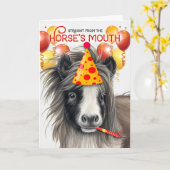 Zwart-wit miniatuur paard Grappige verjaardag Kaart (Gele Bloem)