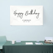 Zwart & Wit Minimaal Aangepaste Verjaardagsbanner Spandoek (Beurs)