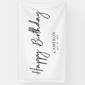 Zwart & Wit Minimaal Aangepaste Verjaardagsbanner Spandoek (Verticaal)