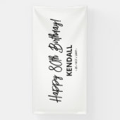 Zwart & Wit Minimaal Aangepaste Verjaardagsbanner Spandoek (Verticaal)