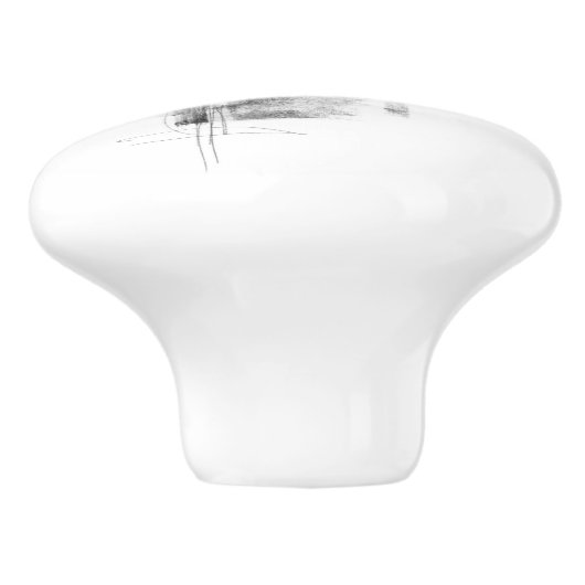 Zwart-wit minimaal Abstract artistiek Keramische Knop (Zijkant)