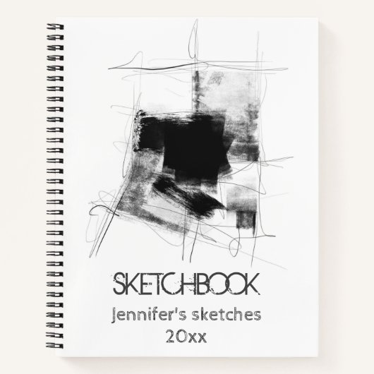 Zwart-wit minimaal Abstract Notitieboek (Voorkant)
