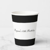 Zwart & Wit Minimaal Chic Elegant Verjaardagsfeest Papieren Bekers (Voorkant)
