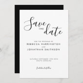 Zwart Wit Minimaal Elegant Huwelijk Save The Date (Voorkant / Achterkant)