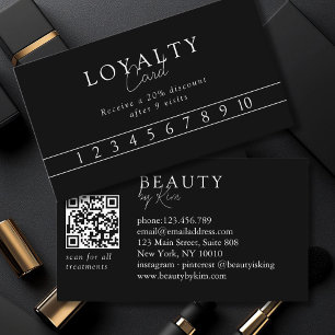 Zwart & Wit Minimaal Elegant Salon QR-code Visitekaartje