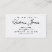 Zwart-wit minimaal elegant visitekaartje (Achterkant)