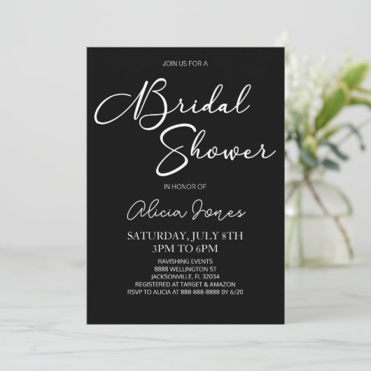 Zwart wit Minimaal Elegant Vrijgezellenfeest Kaart (Staand voorkant)