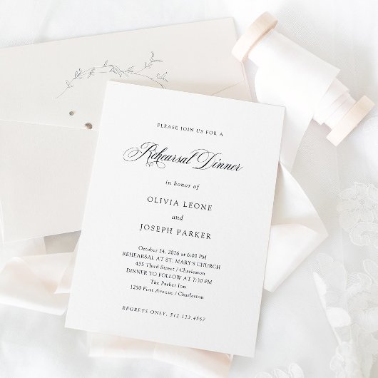 Zwart-wit Minimaal Elegantie Repetitie Diner Kaart