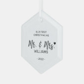 Zwart & Wit Minimaal Mijn Eerste Kerstmis Glas Ornament (Voorkant links)