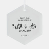 Zwart & Wit Minimaal Mijn Eerste Kerstmis Glas Ornament (Achterkant)