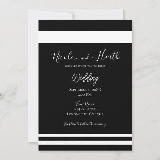 Zwart & Wit Minimaal Minimal Chic Trouwen Kaart (Voorkant)