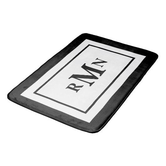 Zwart-wit Minimaal Modern Monogrammed Badmat (Gekanteld)